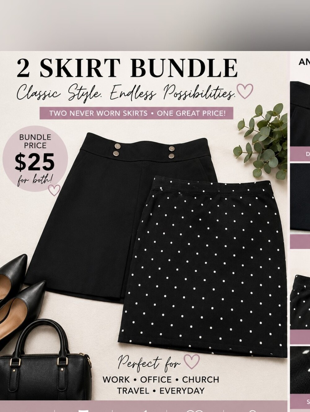 ✨Ann Taylor & Old Navy Skirt Bundle | 2 Black Skirts | Size 12 & Large